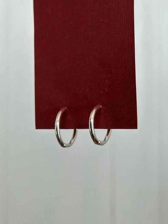 14 mm silver hoop earrings - Picture 1 of 7